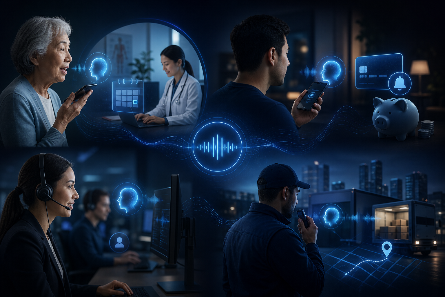Business use cases for automated calling including support, healthcare, payments, and logistics